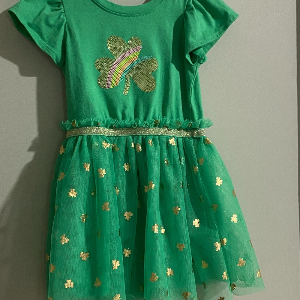 Cat & Jack Green and Gold Shamrock Dress